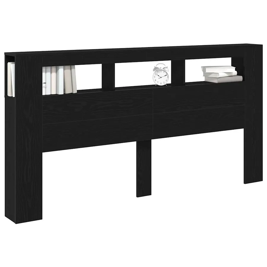 Tête de lit LED avec étagère Chêne noir 200 x 18,5 x 103,5 cm - 3