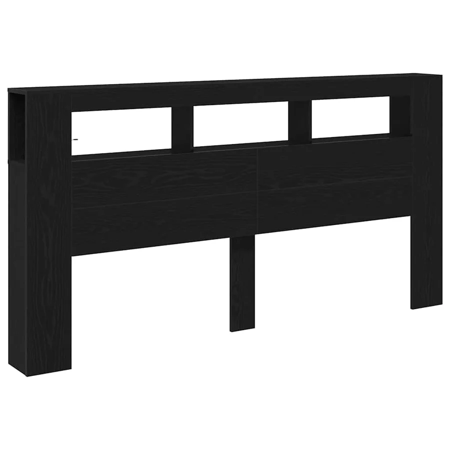 Tête de lit LED avec étagère Chêne noir 200 x 18,5 x 103,5 cm - 6