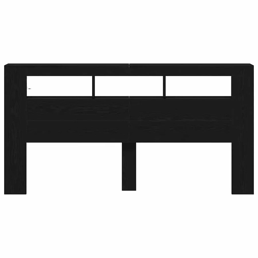 Tête de lit LED avec étagère Chêne noir 200 x 18,5 x 103,5 cm - 7