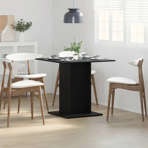 Table de salle à manger en chêne noir 80x80x75 cm bois d'ingénierie