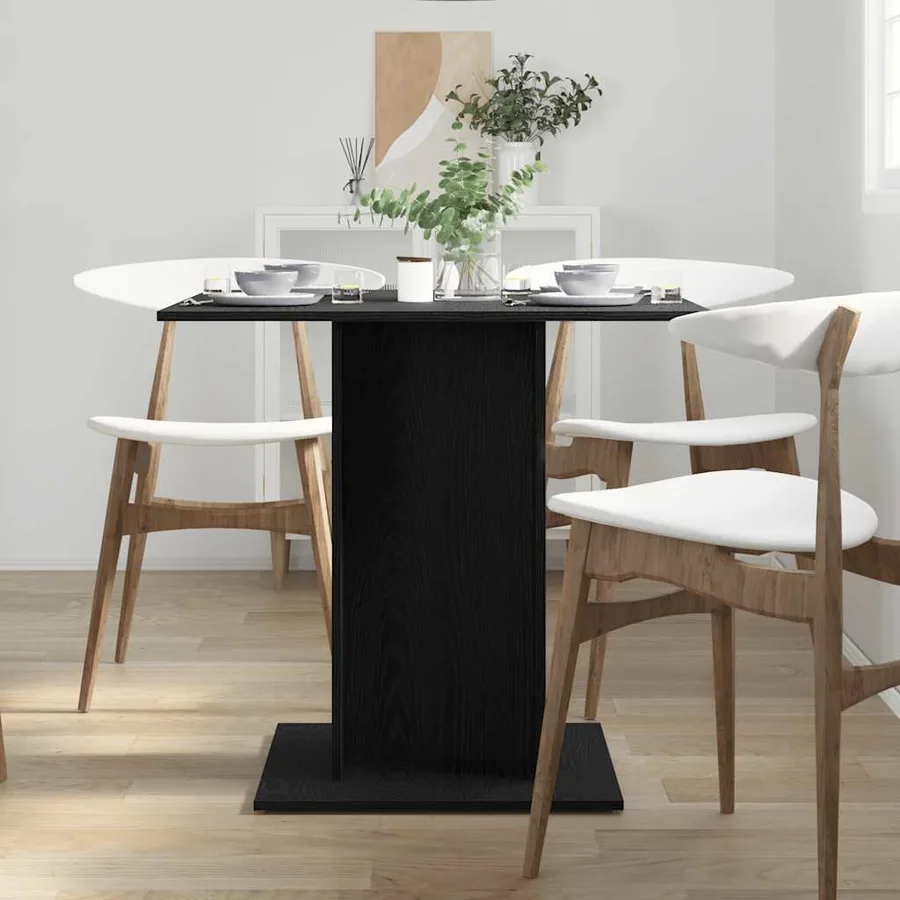 Table de salle à manger en chêne noir 80x80x75 cm bois d'ingénierie - 3