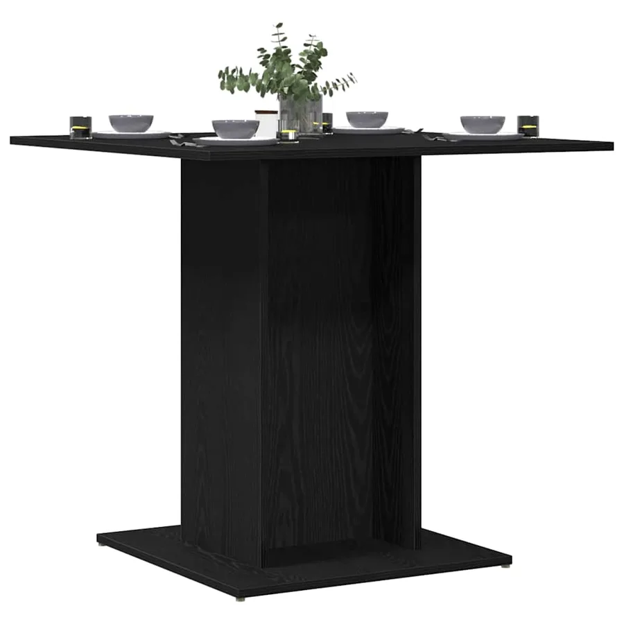 Table de salle à manger en chêne noir 80x80x75 cm bois d'ingénierie - 4