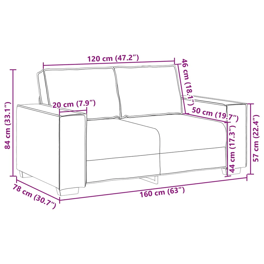 Canapé deux places Blanc 160 cm Simili cuir - 7