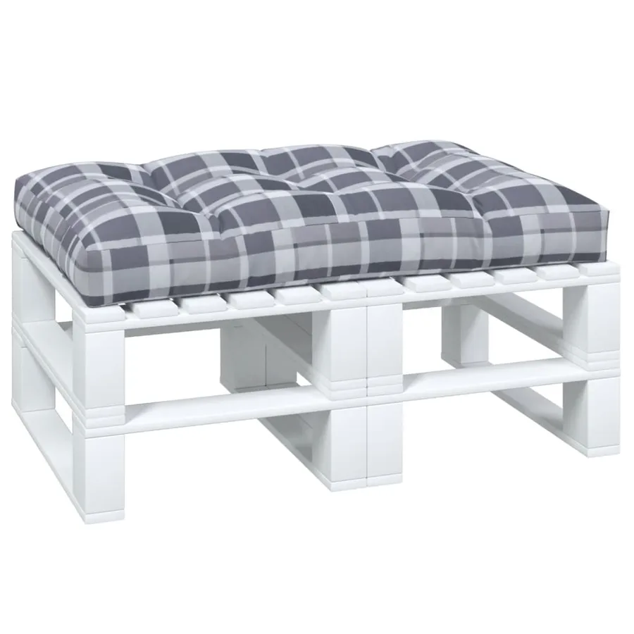 Coussin de palette motif à carreaux gris 120x80x12 cm tissu - 3