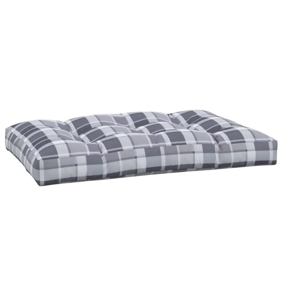 Coussin de palette motif à carreaux gris 120x80x12 cm tissu - 4