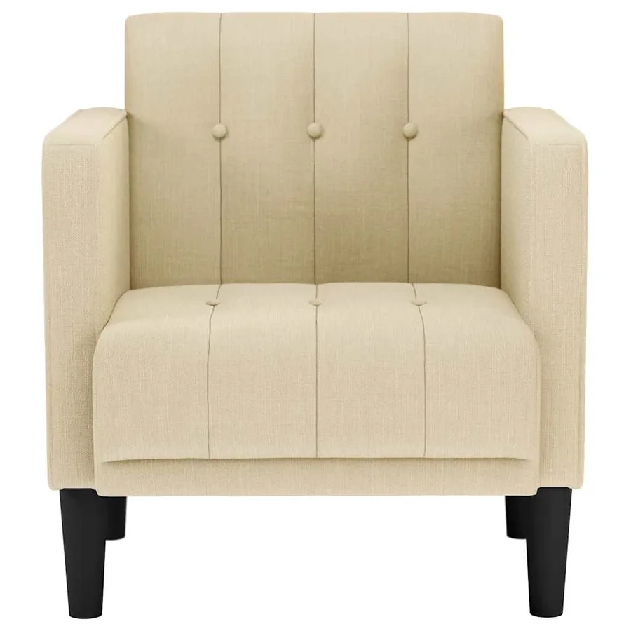 Fauteuil canapé avec accoudoirs tissu crème 53 cm - 3
