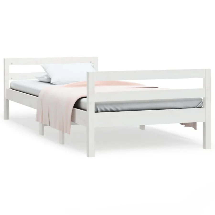 Cadre de lit sans matelas blanc 90x200 cm bois de pin massif - 2