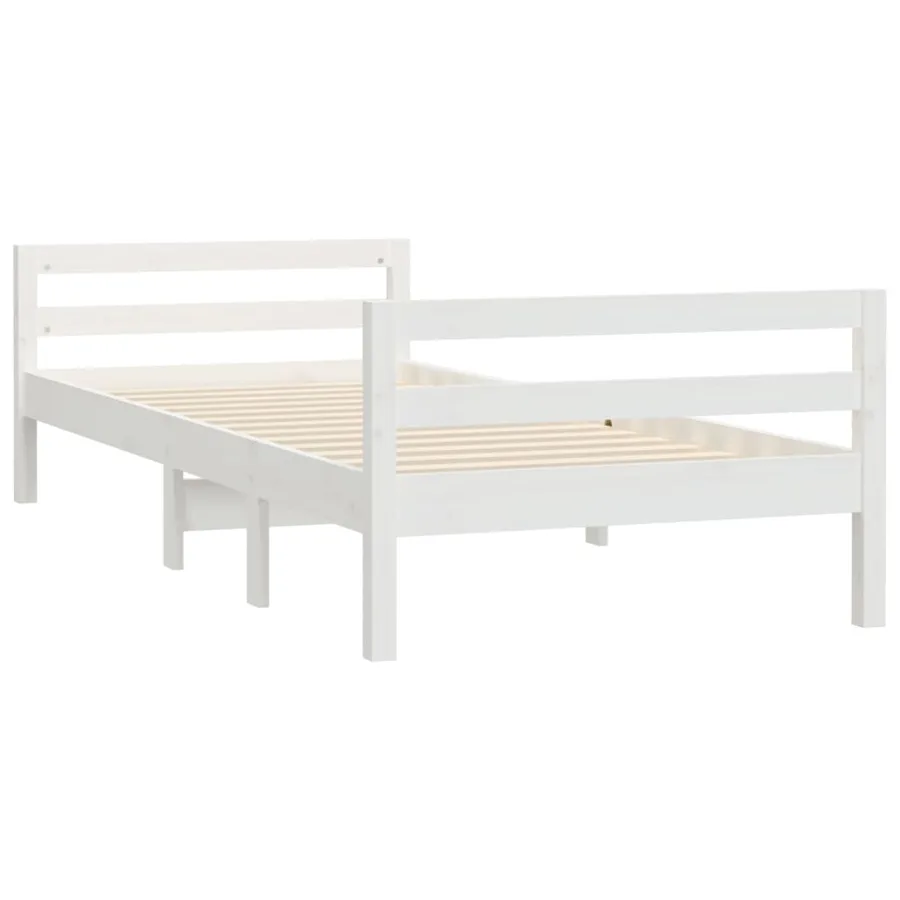 Cadre de lit sans matelas blanc 90x200 cm bois de pin massif - 4