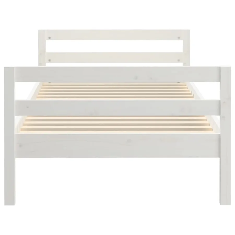 Cadre de lit sans matelas blanc 90x200 cm bois de pin massif - 5