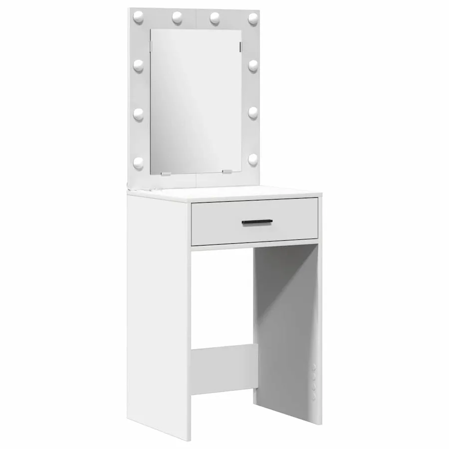 Ensemble de table de maquillage avec LED avec porte 3 pcs Blanc - 5