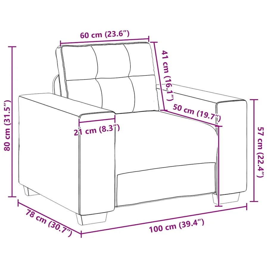 Canapé/Fauteuil rouge bordeaux 100x78x80 cm velours - 9