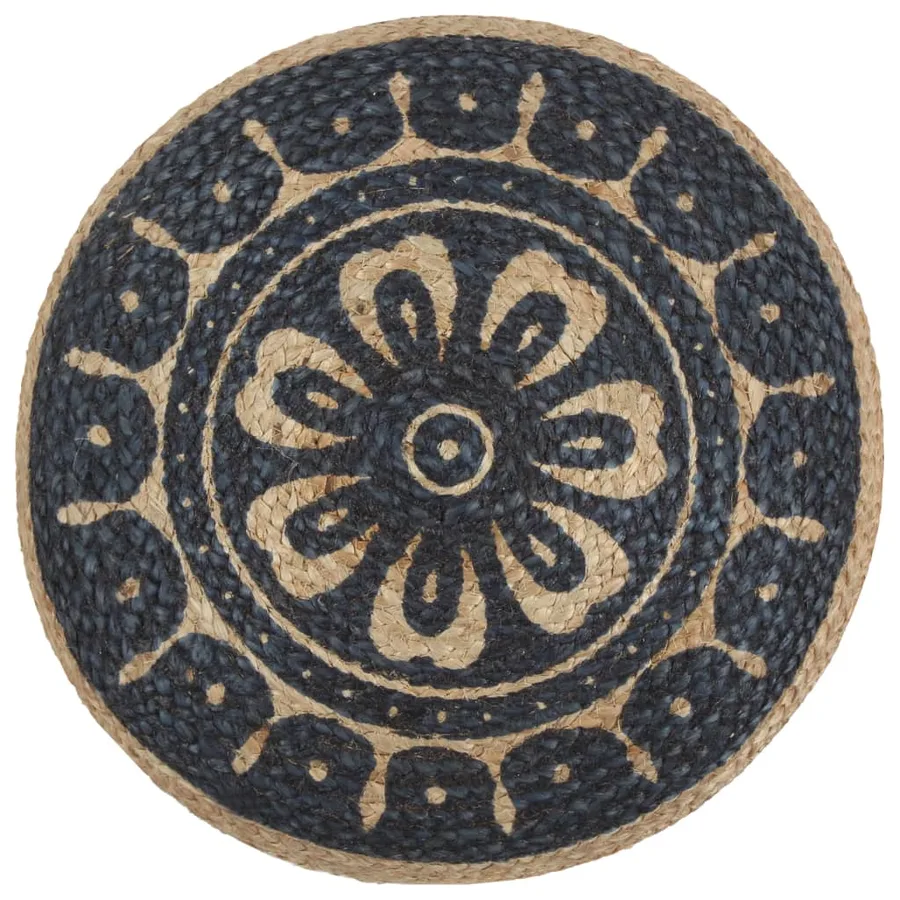 Pouf fait à la main Bleu 45 x 30 cm Jute - 2