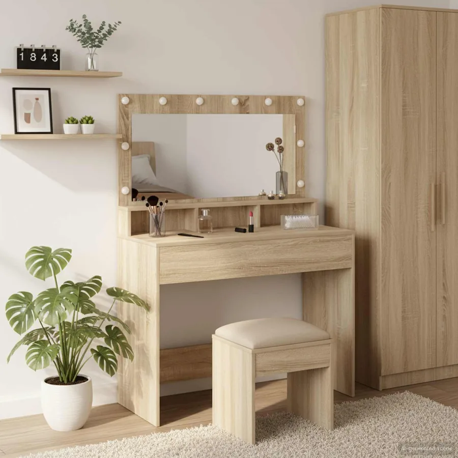 Table de Toilette avec étagère Chêne Sonoma 100 x 41 x 135 cm