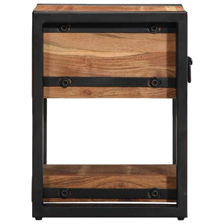 Cabinet de chevet Marron 30 x 30 x 40 cm Bois d'Acacia Massif - 7