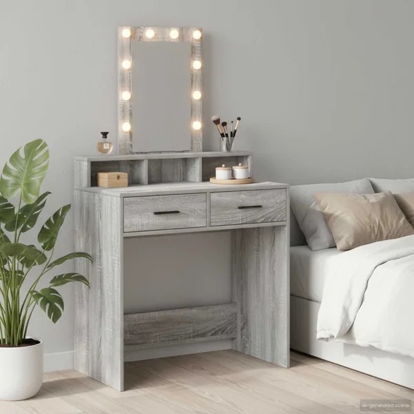 Table de Toilette Gris 79 x 41 x 140 cm Bois d'ingénierie