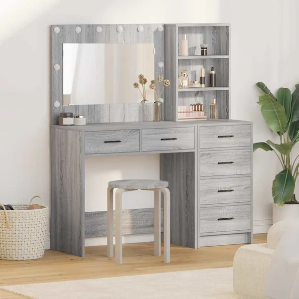 Table de Toilette avec tiroir Gris clair 78.5 x 41 x 135 cm
