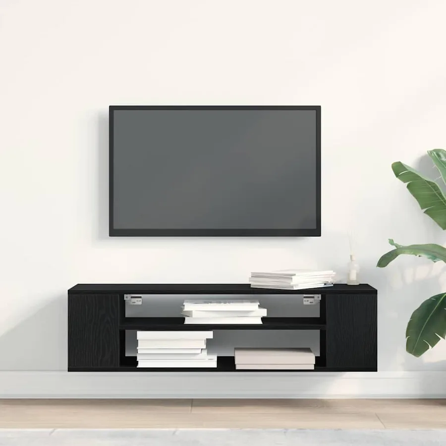 Meuble TV Chêne noir 100 x 30 x 26,5 cm Bois d'ingénierie - 4