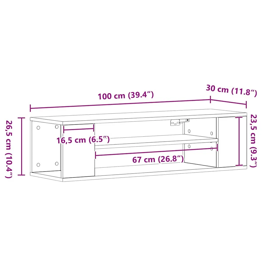 Meuble TV 100 x 30 x 26,5 cm artisian oak Bois d'ingénierie - 11