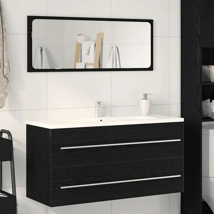 Meuble sous-vasque de salle de bain en chêne noir 100 x 38,5 x 48 cm bois d'ingénierie