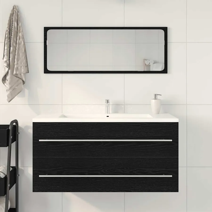 Meuble sous-vasque de salle de bain en chêne noir 100 x 38,5 x 48 cm bois d'ingénierie - 3