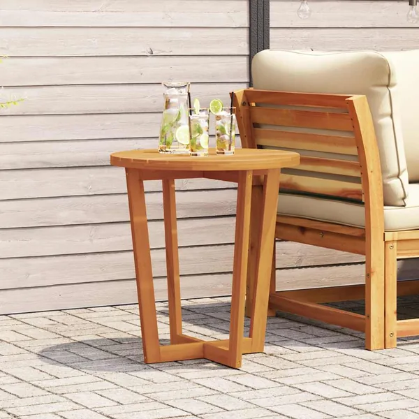 Table d'appoint de jardin ronde Ø70x75 cm en bois massif d'acacia