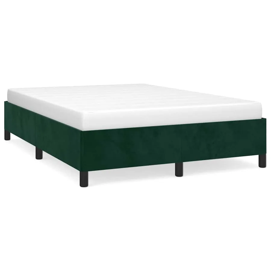 Cadre de lit sans matelas vert foncé 140x200 cm velours - 2