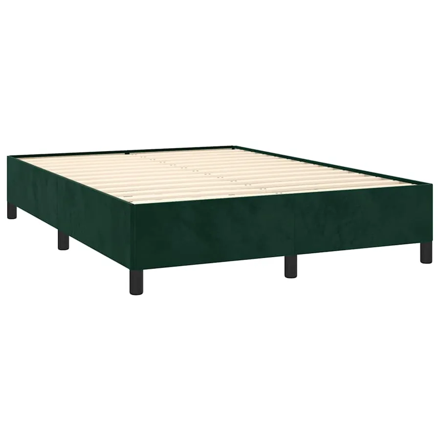Cadre de lit sans matelas vert foncé 140x200 cm velours - 4