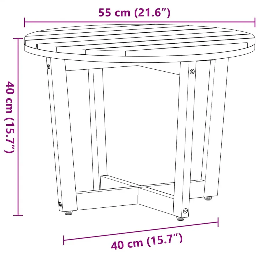 Table d'appoint de jardin ronde Ø55x40 cm en bois d'acacia massif - 12
