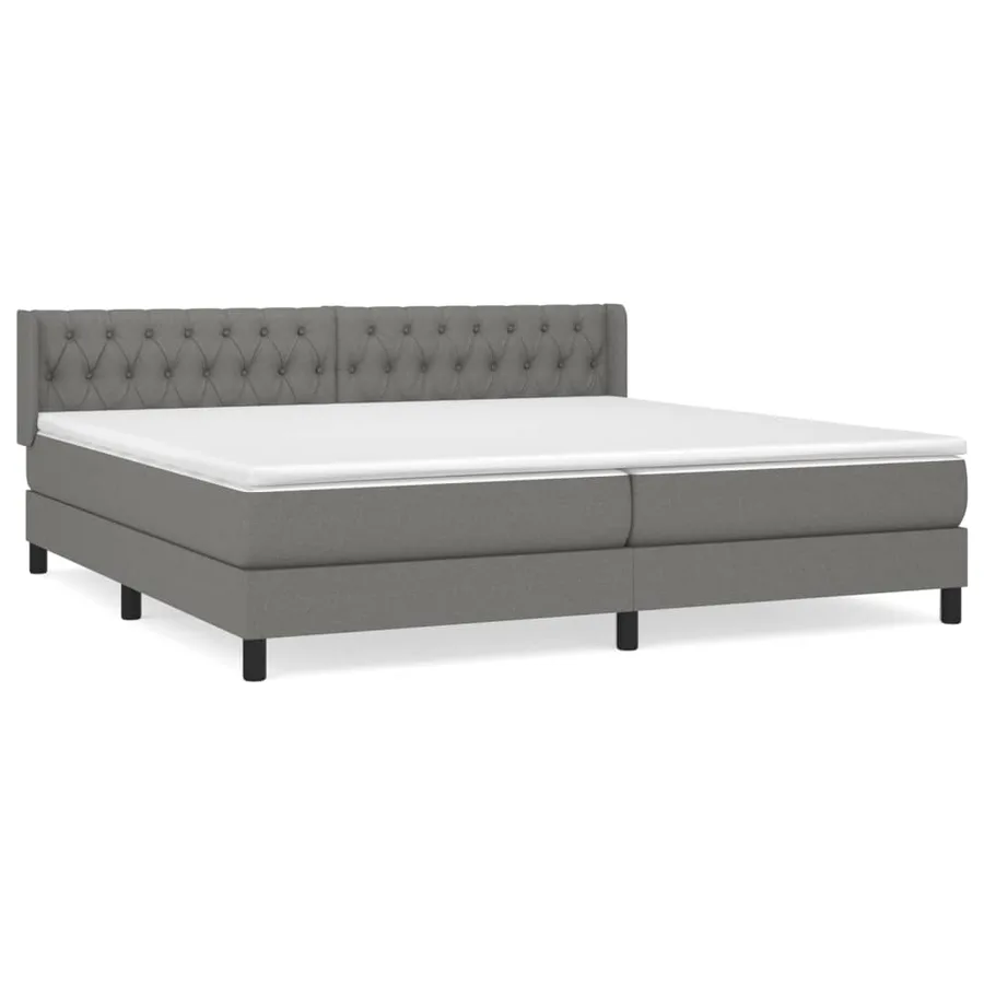 Sommier à lattes de lit avec matelas Gris foncé 200x200cm Tissu - 2