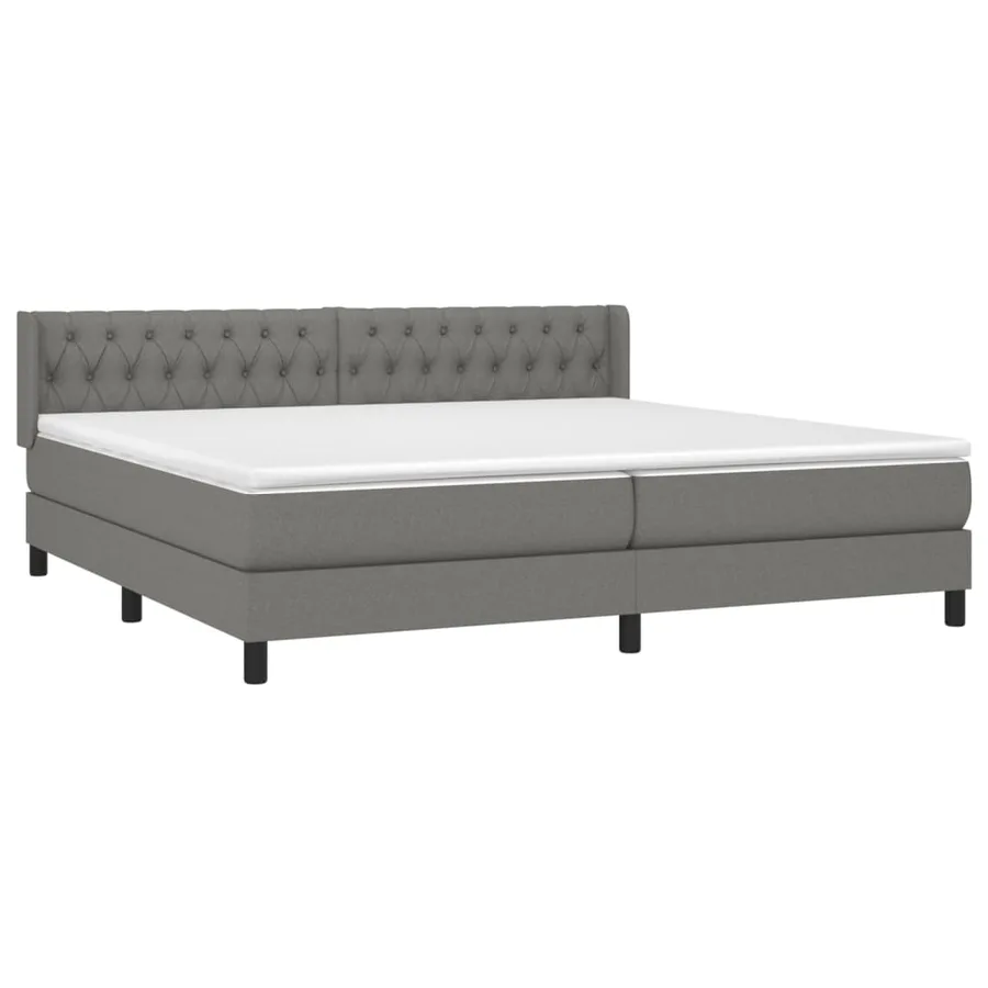Sommier à lattes de lit avec matelas Gris foncé 200x200cm Tissu - 3