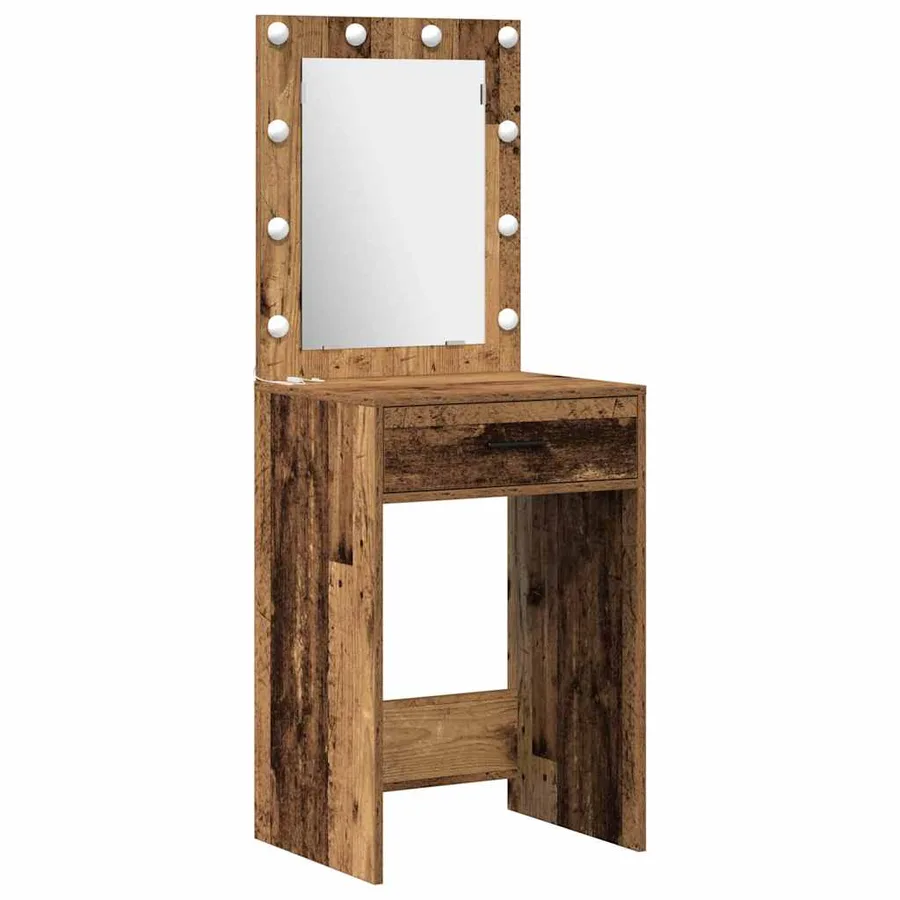 Table de Toilette avec tiroir 3 pcs Marron Bois d'ingénierie - 5