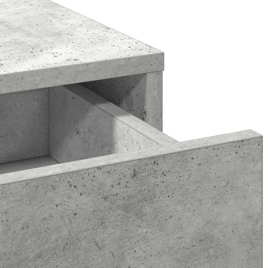 Table de Toilette 3 pcs Gris béton Bois d'ingénierie - 9