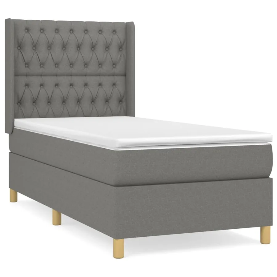 Sommier à lattes de lit avec matelas Gris foncé 100x200cm Tissu - 2