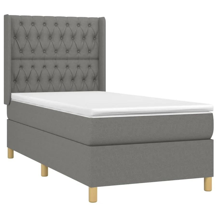 Sommier à lattes de lit avec matelas Gris foncé 100x200cm Tissu - 3