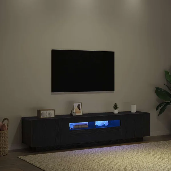 Ensemble meuble TV Montage mural 2 pcs Noir 180 x 35 x 40 cm