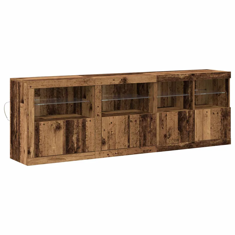 Buffet LED Bois ancien 202 x 37 x 67 cm Bois d'ingénierie - 2