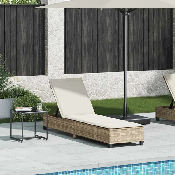 Transat avec coussins beige 55 x 200 x 25,5 cm résine tressée