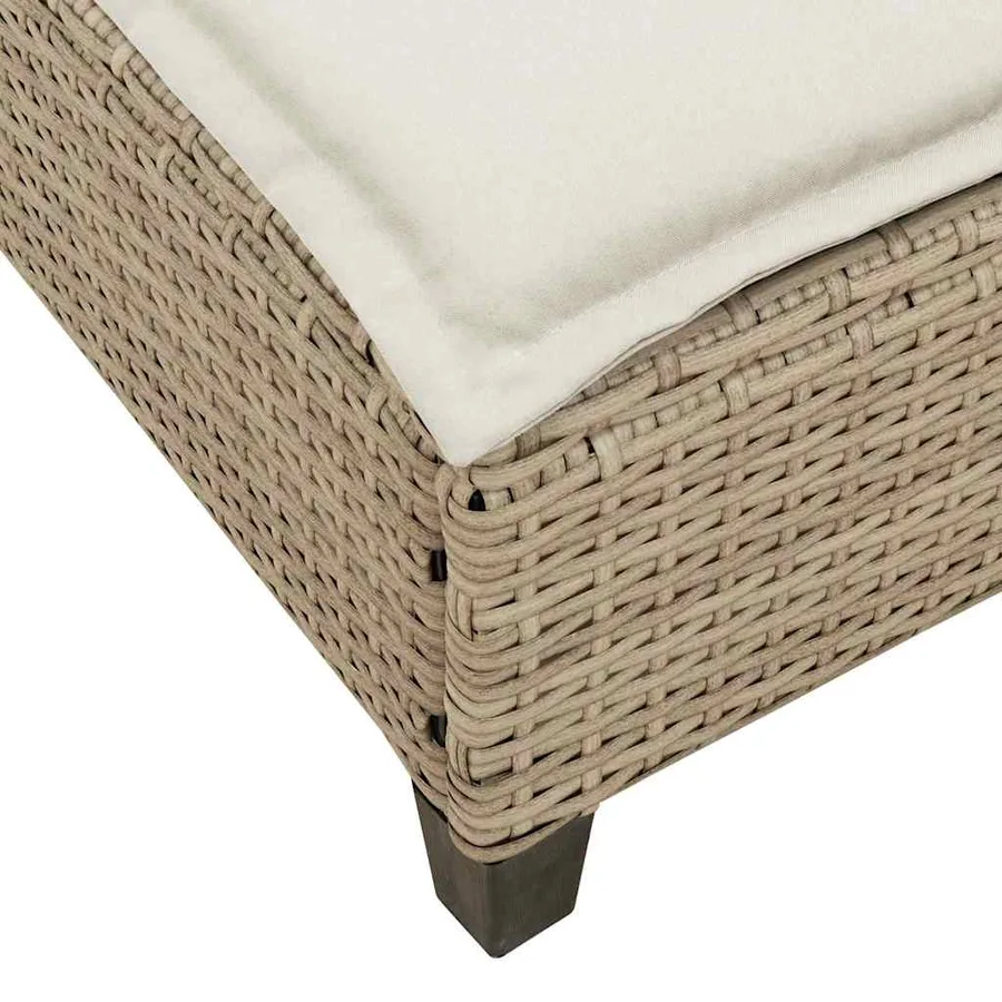 Transat avec coussins beige 55 x 200 x 25,5 cm résine tressée - 10