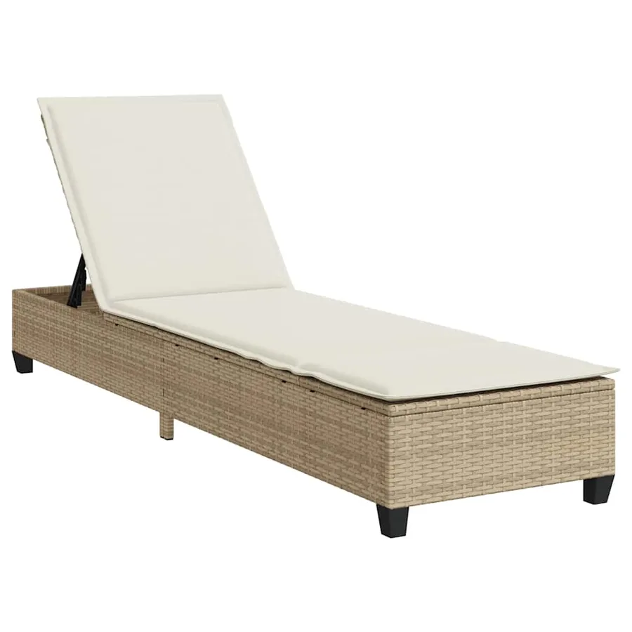 Transat avec coussins beige 55 x 200 x 25,5 cm résine tressée - 2