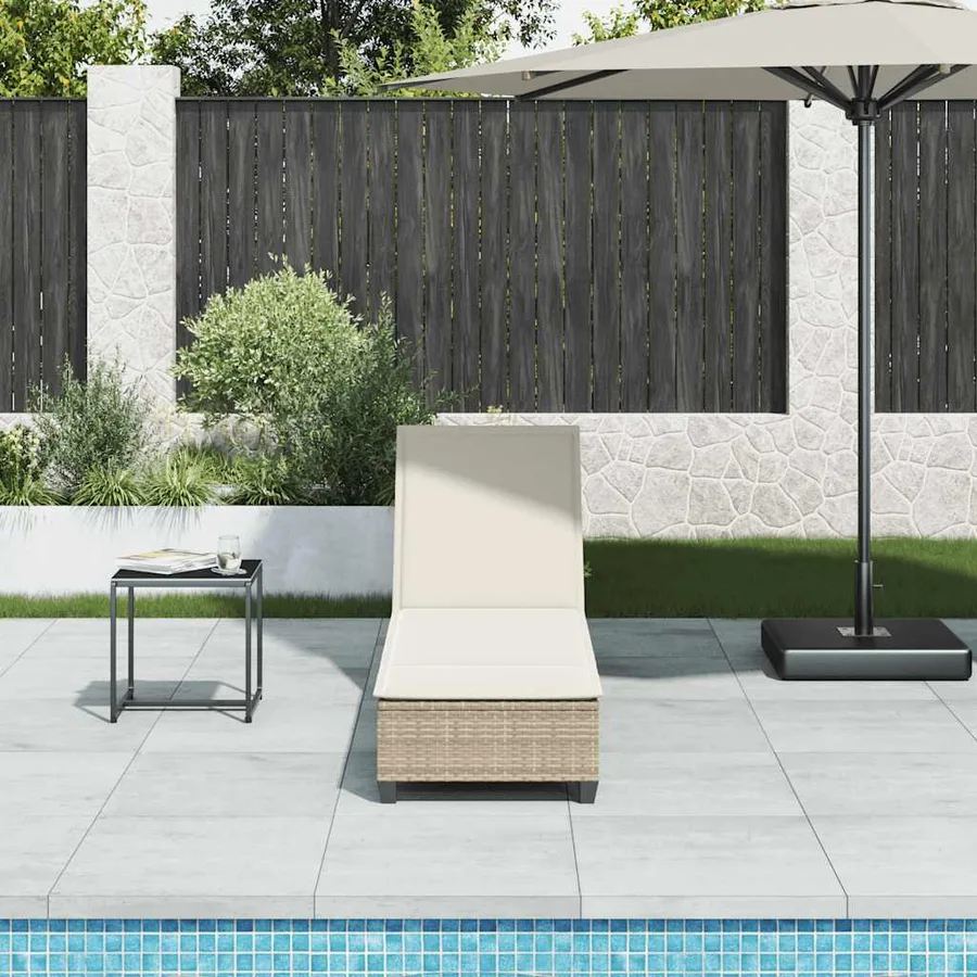 Transat avec coussins beige 55 x 200 x 25,5 cm résine tressée - 3