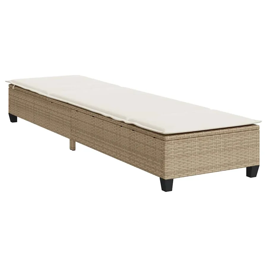 Transat avec coussins beige 55 x 200 x 25,5 cm résine tressée - 5