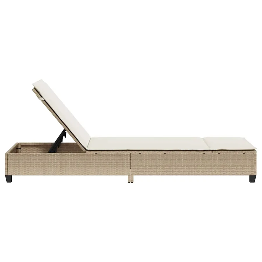 Transat avec coussins beige 55 x 200 x 25,5 cm résine tressée - 7