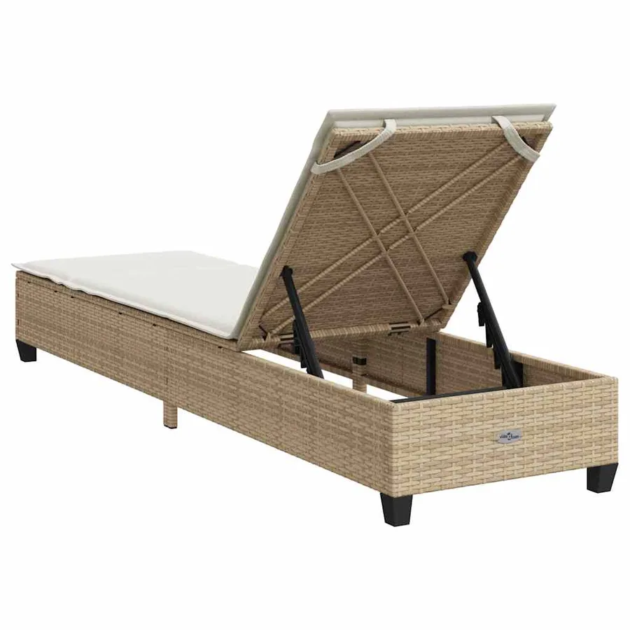 Transat avec coussins beige 55 x 200 x 25,5 cm résine tressée - 8