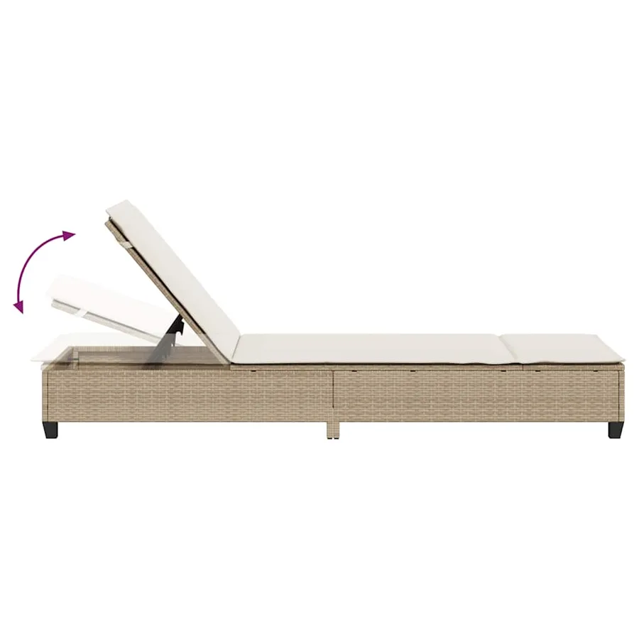 Transat avec coussins beige 55 x 200 x 25,5 cm résine tressée - 9