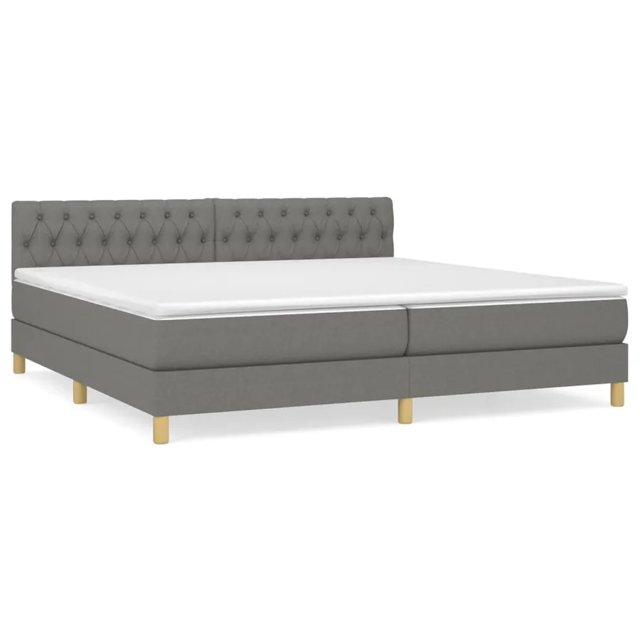 Sommier à lattes de lit avec matelas Gris foncé 200x200cm Tissu - 2
