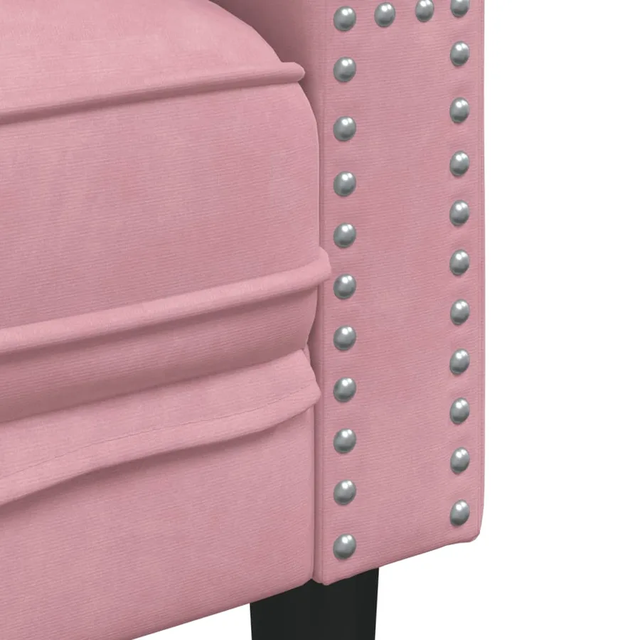 Ensemble de canapé Chesterfield et traversins 3pcs rose velours - 7