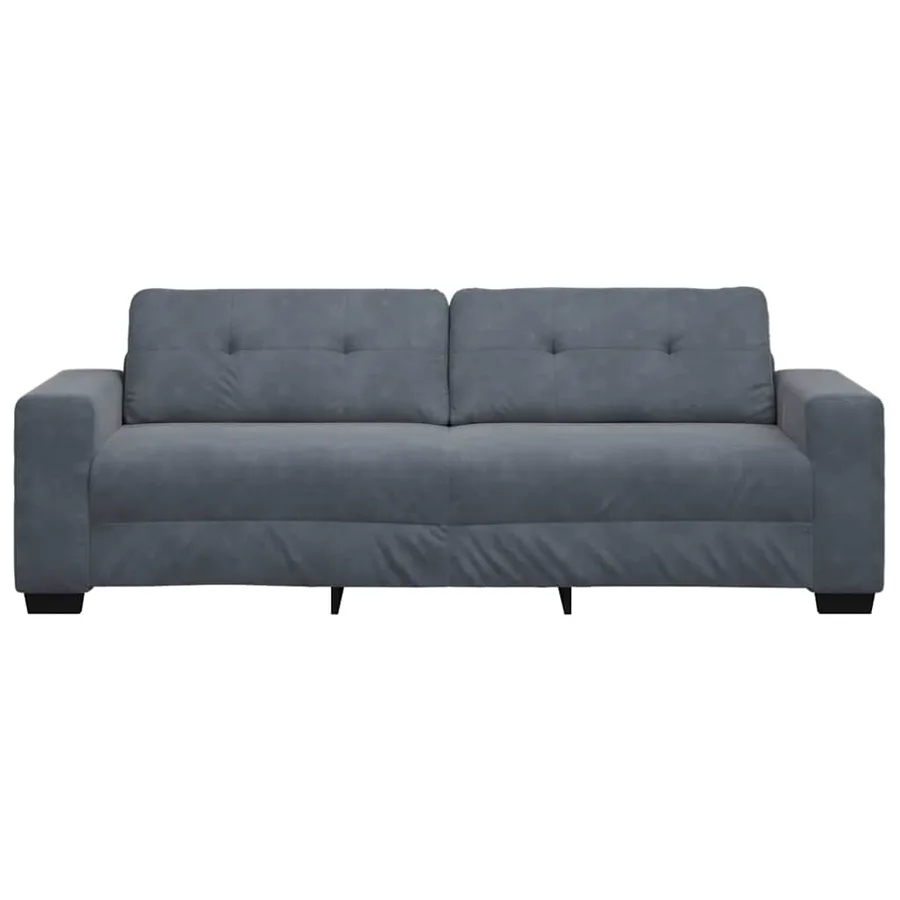 Canapé 3 places gris foncé 220 x 78 x 80 cm velours - 4