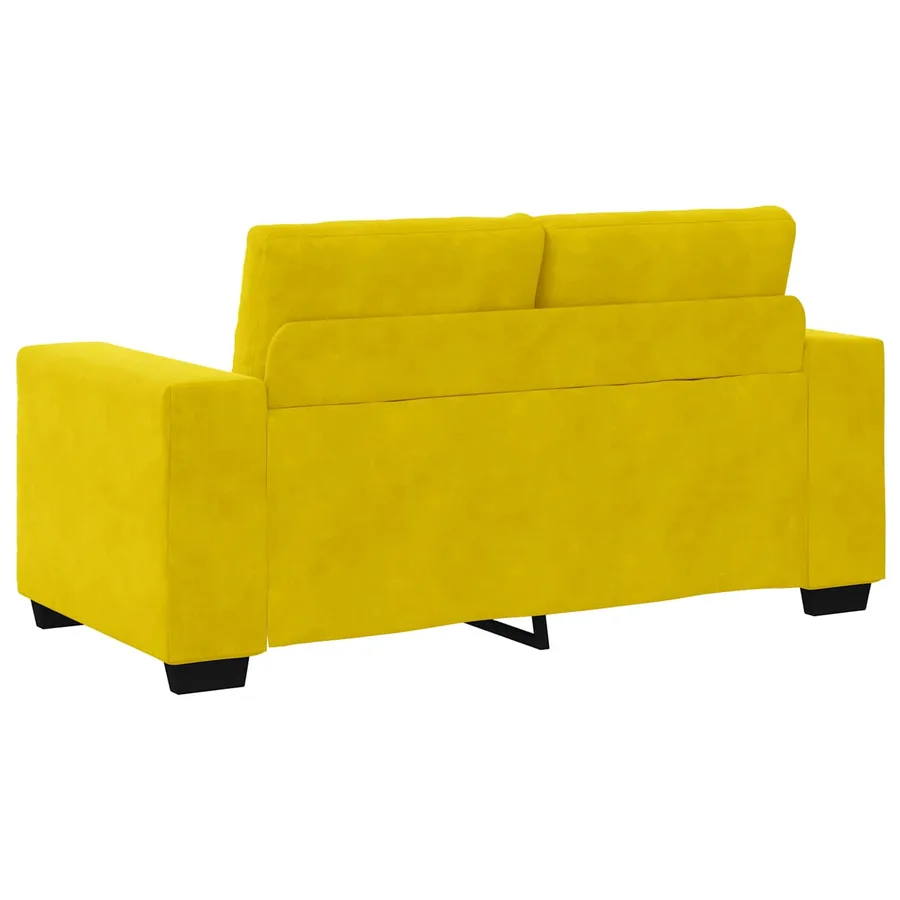 Canapé 2 places jaune 120 cm velours - 4