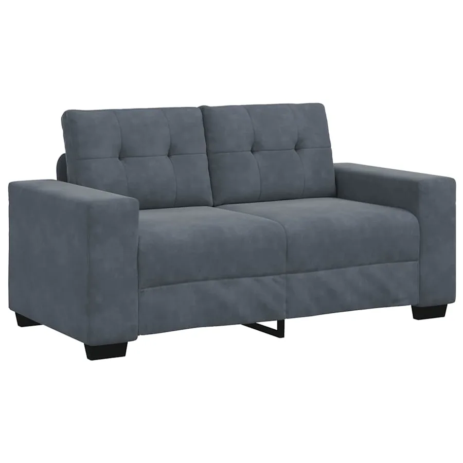 Ensemble canapé 2 pcs avec coussins velours gris foncé - 4
