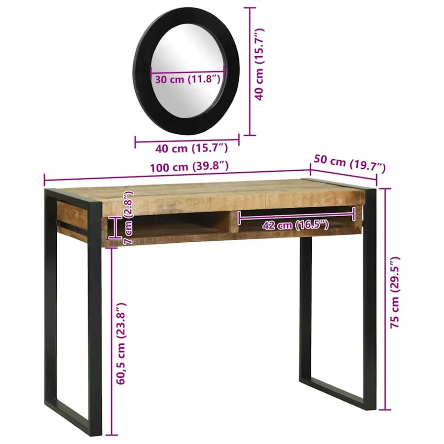 Table de Toilette avec étagère Marron Bois de manguier massif - 15